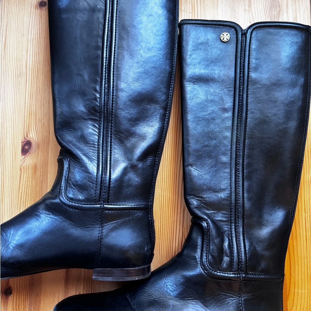 Tory Burch Irene Black Equestrian Boots